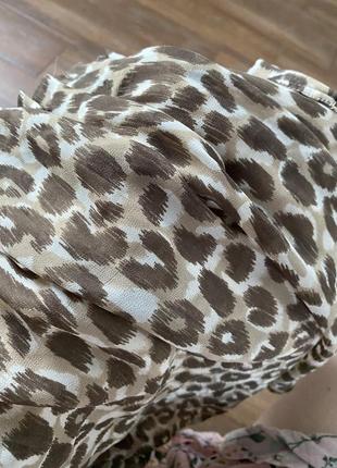 Шифоновая леопардовая юбка на резинке с карманами10 фото