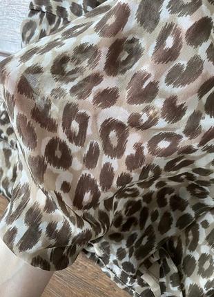 Шифоновая леопардовая юбка на резинке с карманами9 фото