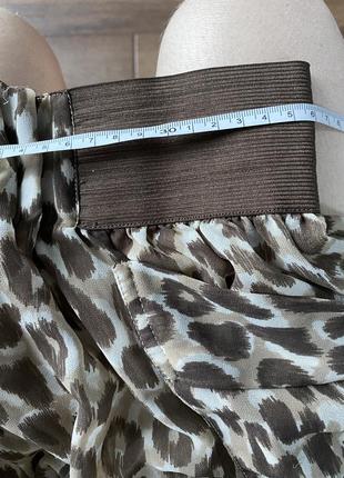 Шифоновая леопардовая юбка на резинке с карманами6 фото