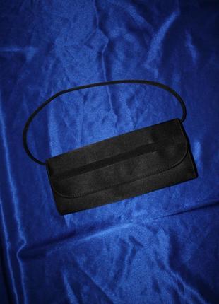 Гаманець чорний аксесуар на плече під вечірню сукню для стильної леді классика атласний атласный шёл