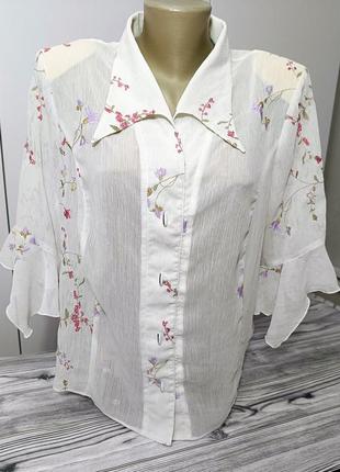 Костюм жіночий літній блузка спідниця жатка молочний р. 54-56