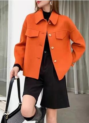 Walk boxx яркий жакет пиджак тонкая шерсть оранж кэжуал капсула блейзер1 фото