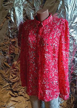 🔥 довга червона шифонова блузка сорочка 🔥1 фото