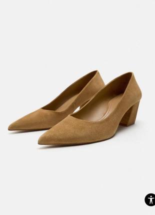 Кожаные туфли на широких каблуках zara