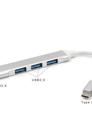 Разветвитель usb 3.1 hub usb-хаб на 4 порта type c, алюминевый юсб хаб 3+110 фото