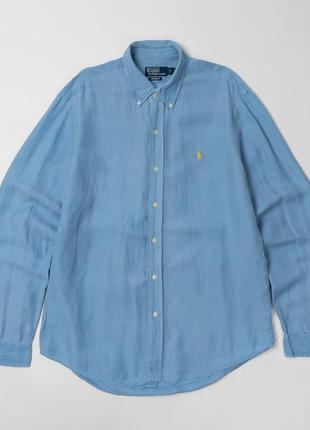 Polo by  ralph lauren vintage linen and silk custom fit shirt  чоловіча сорочка2 фото