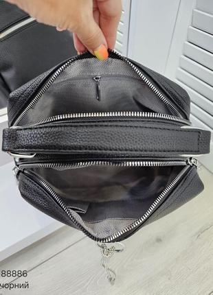 Женская стильная и качественная сумка из эко кожи черная9 фото