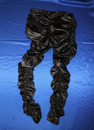 Лосины леггинсы в сборник морщин под кожу кожаные брюки брюки гамаши напыление топ на высокий рост4 фото
