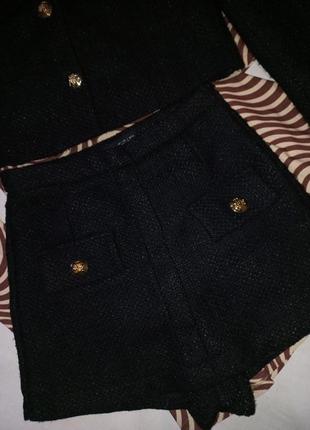 Костюм с шортами твидовый пиджак шорты-юбка2 фото