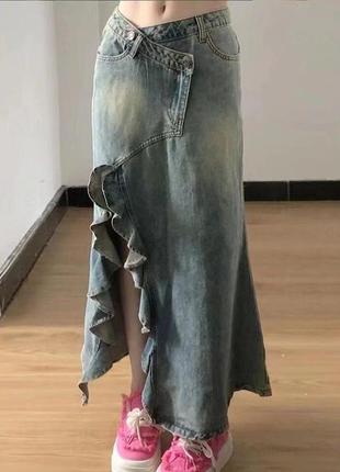 Трендова вінтажна джинсова спідниця2 фото