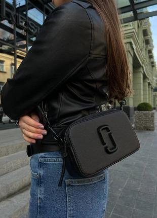Жіноча сумка marc jacobs logo (black)7 фото