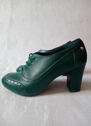 Вінтажні смарагдовi 💢 шкіряні туфлi на шнурівці hush puppies®