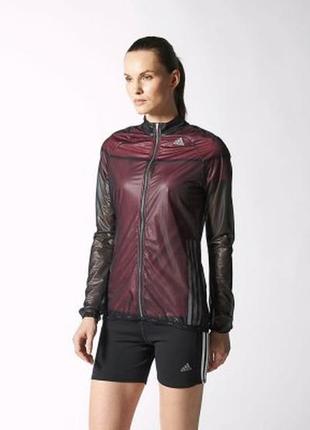 Adidas womens adizero climaproof running full zip lightweight jacket black/pink rrp Португалия110 женская, легкая куртка, беговая, спортивная