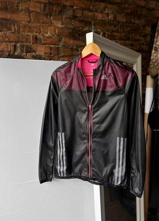 Adidas womens adizero climaproof running full zip lightweight jacket black/pink rrp Португалия110 женская, легкая куртка, беговая, спортивная3 фото
