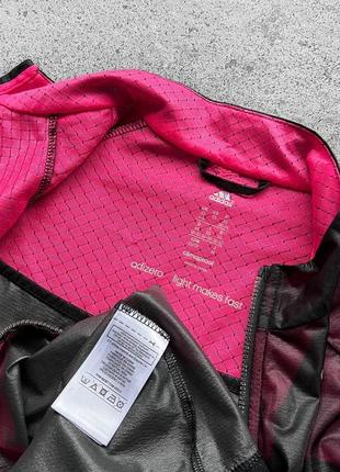 Adidas womens adizero climaproof running full zip lightweight jacket black/pink rrp Португалия110 женская, легкая куртка, беговая, спортивная10 фото