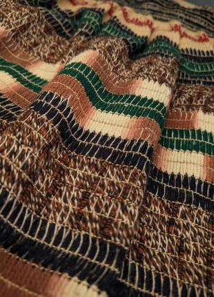 Юбка этно бохо стиль шерсть вязанная плетёная индеец хиппи полоска орнамент узор на резинке m l xl длинная макси винтажная в пол пышная3 фото