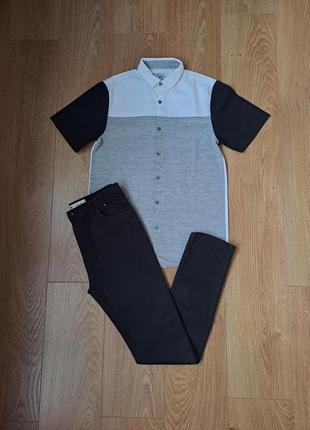 Нарядный набор для мальчика/чёрные джинсы/нарядная рубашка с коротким рукавом для мальчика3 фото