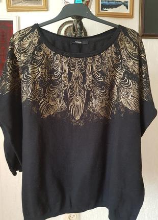 Оригинальный красивый джемпер с золотистым принтом, оверсайз