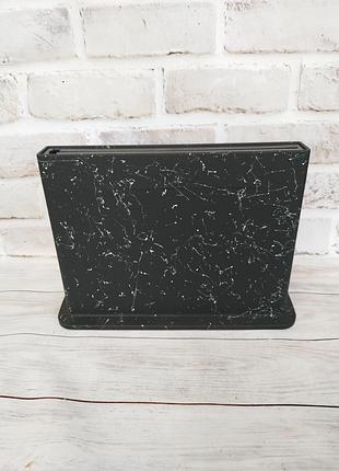 Набор разделочных досок ofenbach black marble на горизонтальной подставке для ножей...