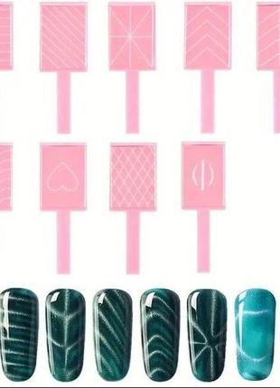 Набор из 9 магнитов для маникюра, квадратный магнит для гель-лака с эффектом "кошачий глаз"