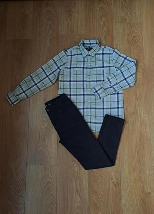 Набор/черные джинсы для мальчика/серая рубашка для мальчика/рубашка в клетку с  длинным рукавом