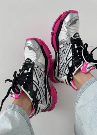 Кроссовки женские в стиле balenciaga runner trainer black / pink / silver premium8 фото