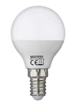 Лед лампочка 6w e14 g45 6400k холодный свет, elite-6 horoz electric