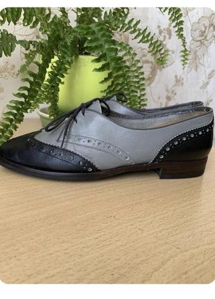 Туфли оксфорды серо-черного цвета размер 37 по стельке24см2 фото