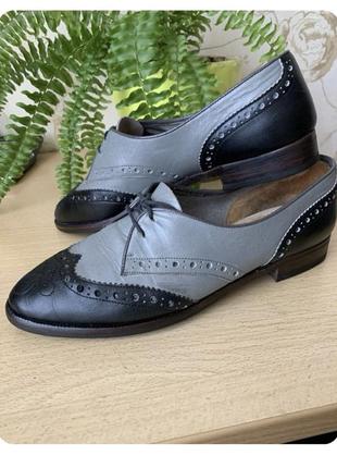 Туфли оксфорды серо-черного цвета размер 37 по стельке24см3 фото