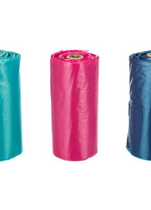 Пакети для фекалій собак trixie з ручками, різнокольорові, 3 рулони*15 шт