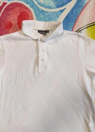 Белая, стильная,фирменная футболка,поло для мальчика 13-14 г.2 фото