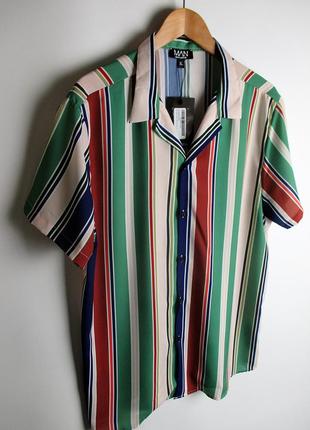 Шведка/рубашка boohooman - revere stripe shirt5 фото