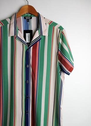 Шведка/рубашка boohooman - revere stripe shirt7 фото