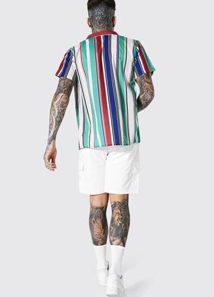 Шведка/рубашка boohooman - revere stripe shirt6 фото