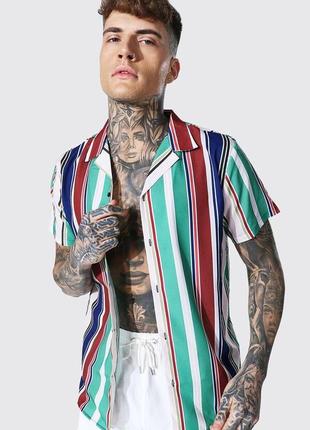 Шведка/рубашка boohooman - revere stripe shirt1 фото