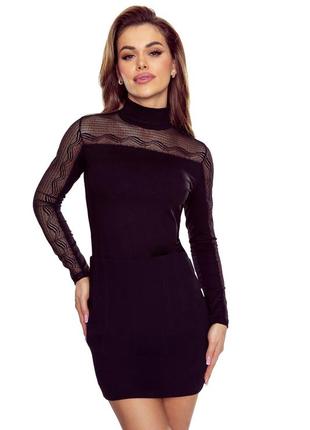 Блуза чорного кольору з довгим рукавом та вставками із сітки. модель lorella eldar, осінь-зима 2024-2025