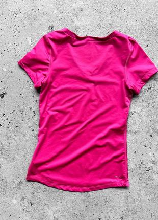 Nike pro women’s short sleeve sport pink t-shirt v-neck logo swoosh жіноча, спортивна футболка5 фото