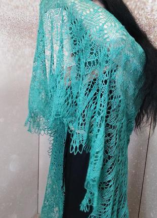 Ажурная вязаная шаль из мериноса и шелка