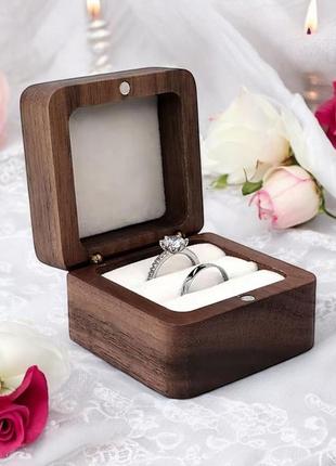Коробочка для колец деревянная шкатулка квадратная упаковка для обручальных колец...