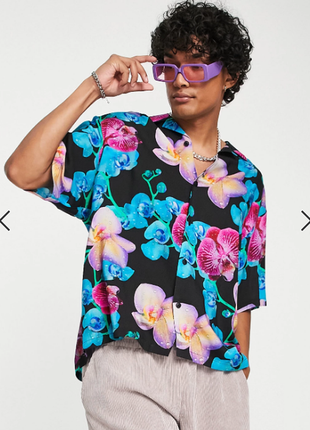 Шведка/рубашка asos - oversized boxi-fit floral shirt6 фото