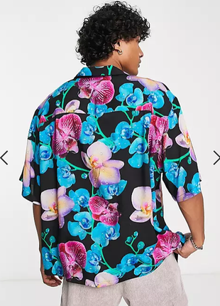 Шведка/рубашка asos - oversized boxi-fit floral shirt5 фото