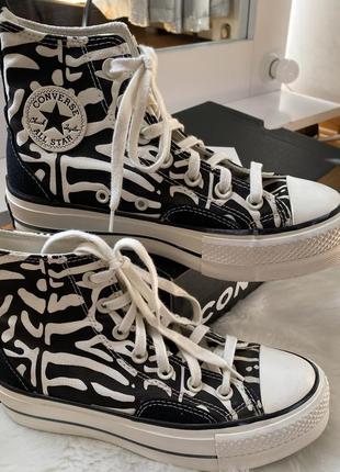 Converse all star lift a03713c кеды кроссовки принт зебра на платформе10 фото