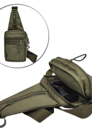 Сумка-кобура плечова, наплічна сумка для прихованого носіння пістолета "acropolis" спп-2 (олива)3 фото