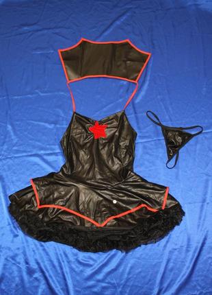Платье под кожу кожаное виниловое ролевой костюм латекс латексная вампир кровосос фетиш эротическое3 фото