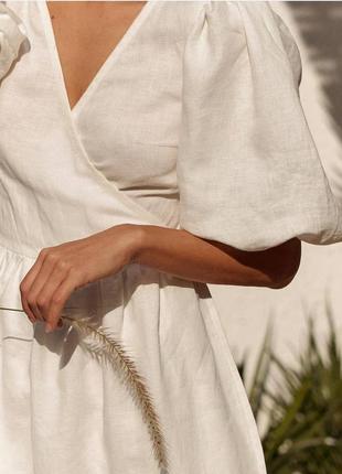 Женский длинный льняной сарафан из натуральной ткани3 фото