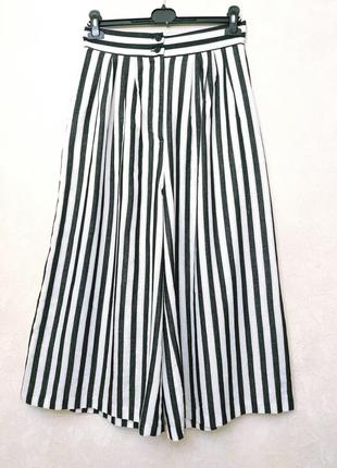 Летние кюлоты высокая посадка юбка-брюки натуральные широкие штаны палаццо4 фото