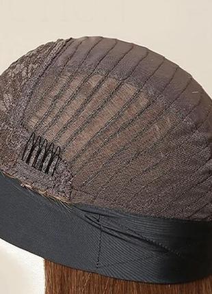 Парик прямой средней длины с повязкой на сетке коричневый (lc001)