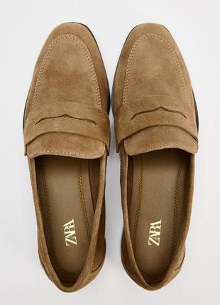 Лоферы из замшевого спилка zara новая коллекция,туфли zara,мокасины zara
