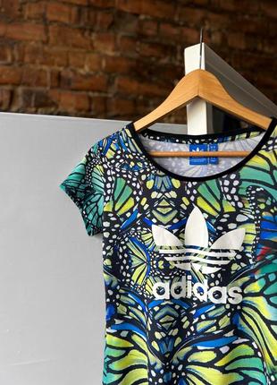 Adidas originals women’s full printed multicolor short sleeve t-shirt center logo жіноча футболка5 фото