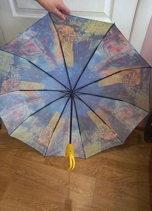 Зонт женский автомат принт кисточка на 9 спиц